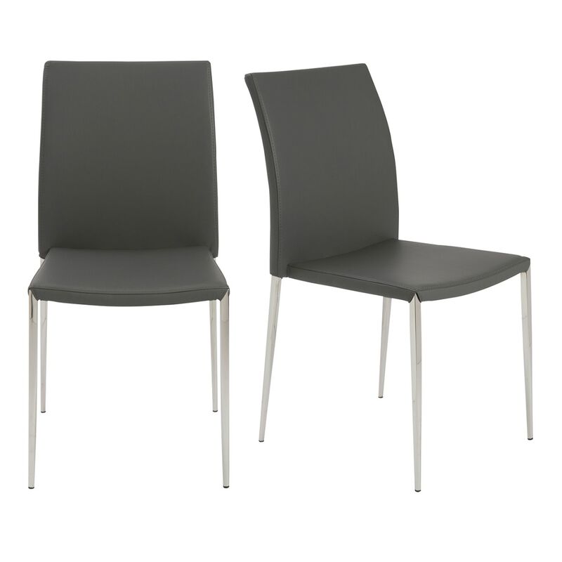 Set of 2 Stacking Chairs with Steel Frame and Faux Leather Seat