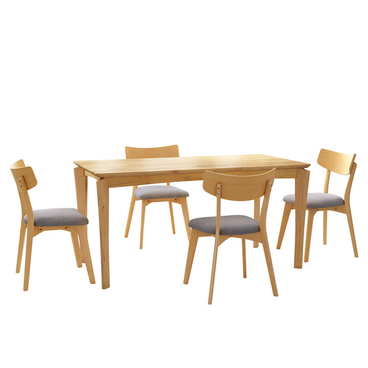 Christopher Knight Home Alcott Mid-Century Modern 5-Piece Wood Dining Table Set with Upholstered Dining Chairs