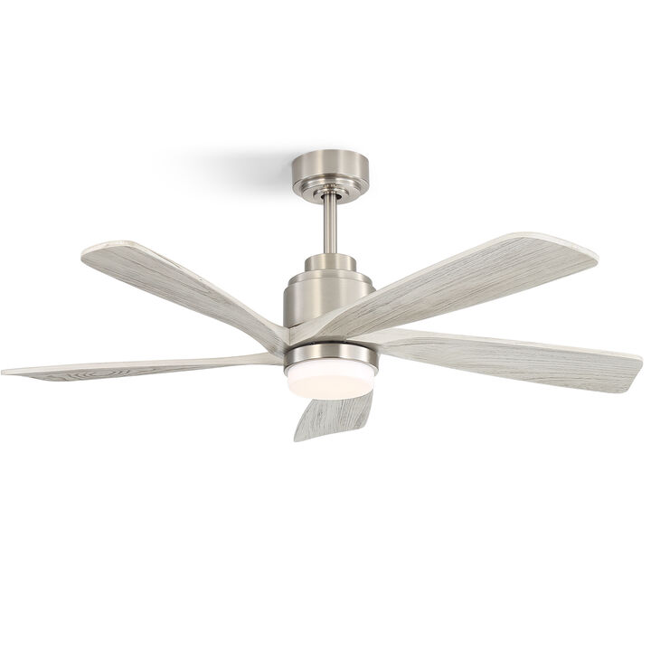 52 Inch Modern Ceiling Fan With Dimmable LED Light 5 Blades Remote Control Reversible DC Motor