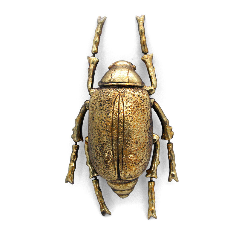 10 Inch Resin Gold Beetle Painted Sculpture Wall Art Home Decor Hanging Statue image number 0