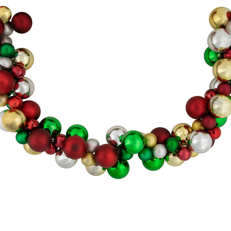 6' Traditional Colors 2-Finish Shatterproof Ball Christmas Garland image number 3