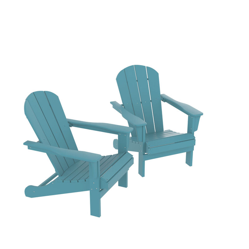 HDPE Adirondack Chair, Fire Pit Chairs, Sand Chair, Patio Outdoor Chairs,DPE Plastic Resin Deck Chair, lawn chairs, Adult Size, Weather Resistant for Patio/ Backyard/Garden, Red, Set of 2