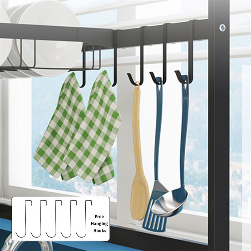 2-Tiers Adjustable Large Capacity Dish Drying Rack Over-The-Sink Space-Saving image number 6