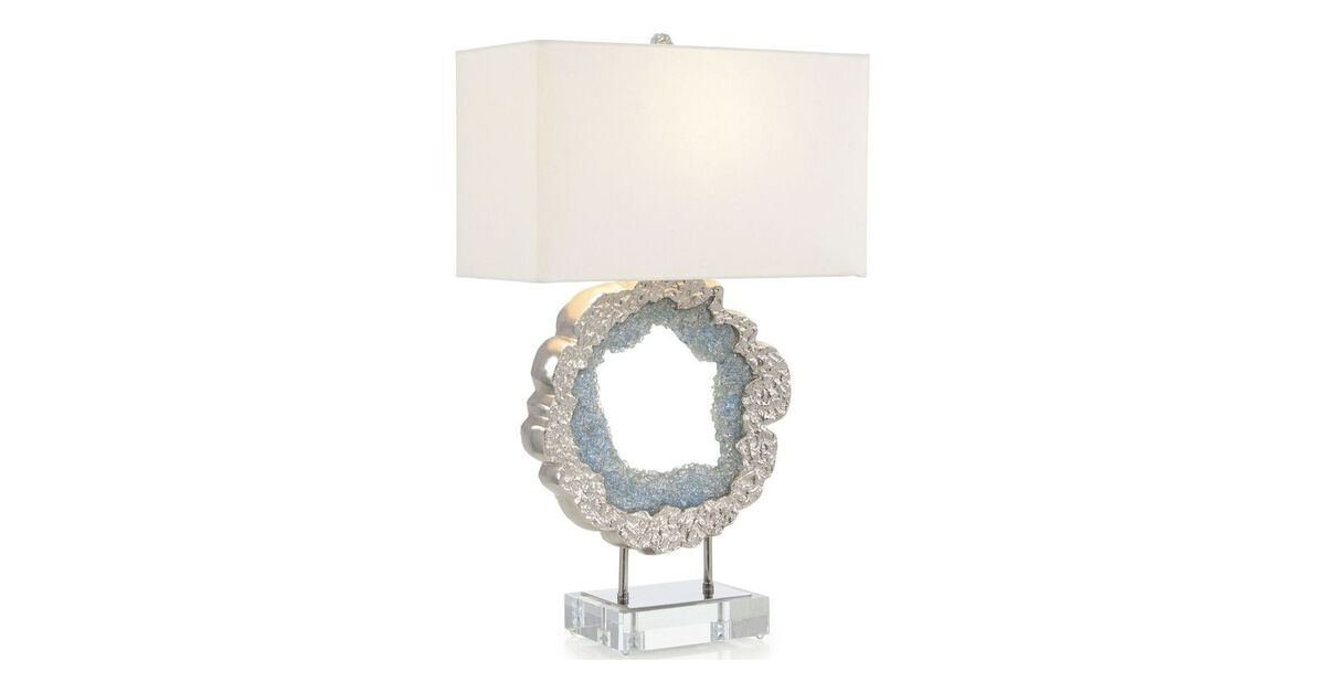 Hammered Nickel and Sea Blue Geode Table Lamp
