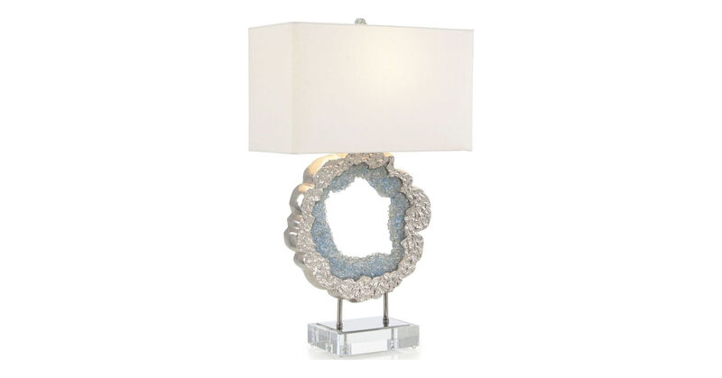 Hammered Nickel and Sea Blue Geode Table Lamp image number 0