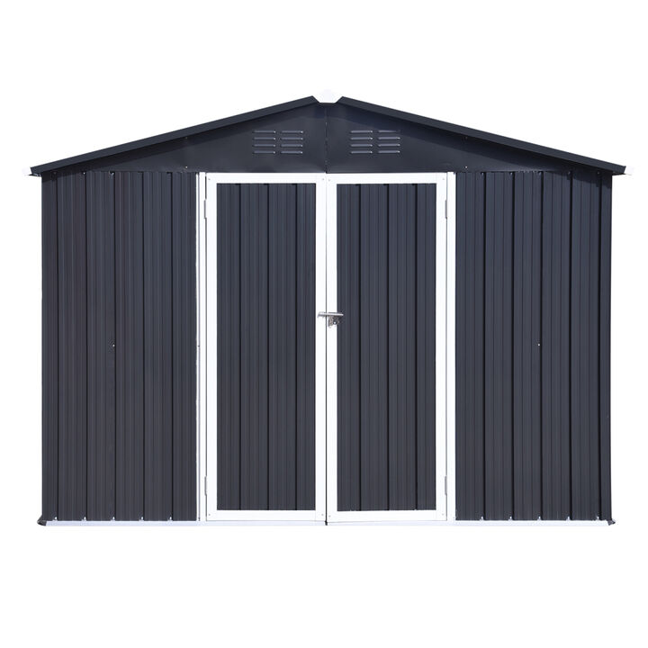 Metal garden sheds 10ftx8ft outdoor storage sheds Darkgrey