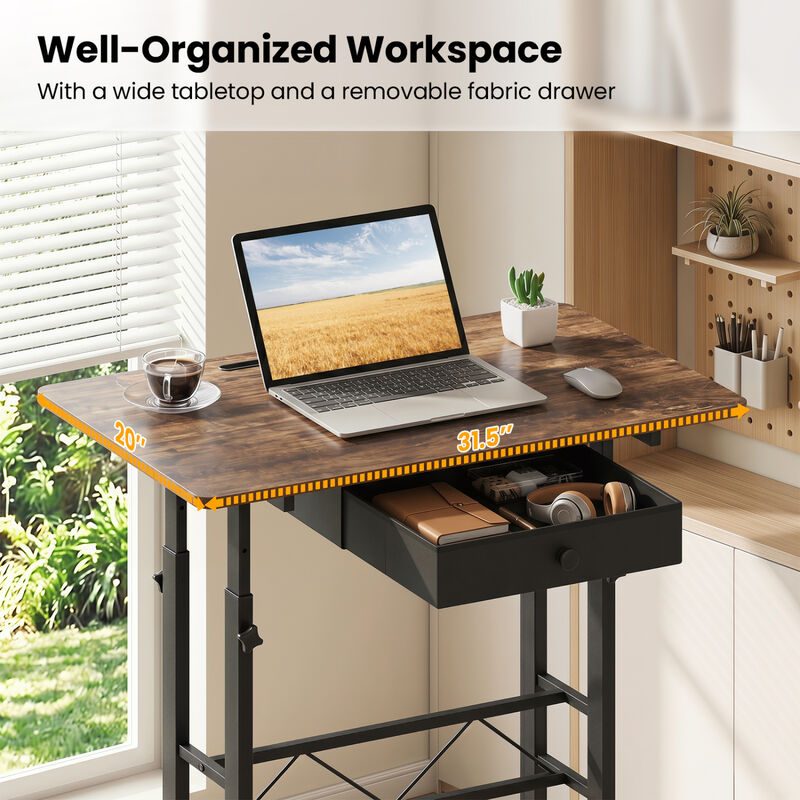 Adjustable Rolling Laptop Desk with Tablet Stand and Drawer image number 5