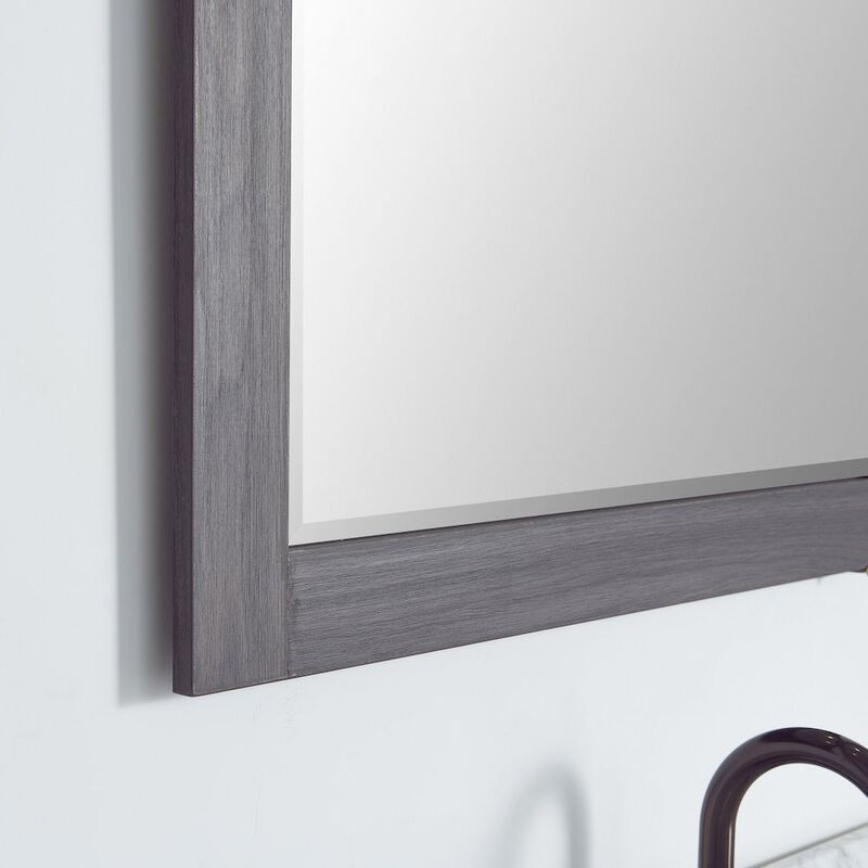 Vinnova Design Cortes 32 Rectangular Bathroom Vanity Barndoor Wall Mount Mirror in Oak