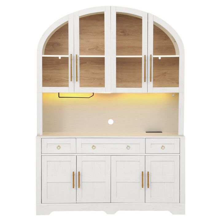 Dondzu Tall Arched LED‑lighted Hutch‑Style Buffet Cabinet