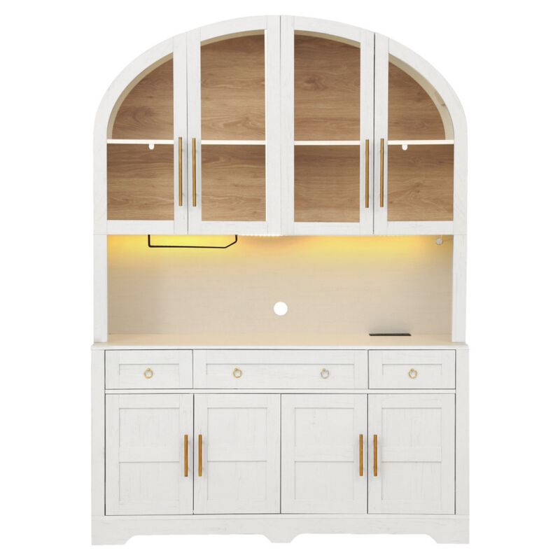 Dondzu Tall Arched LED‑lighted Hutch‑Style Buffet Cabinet image number 0