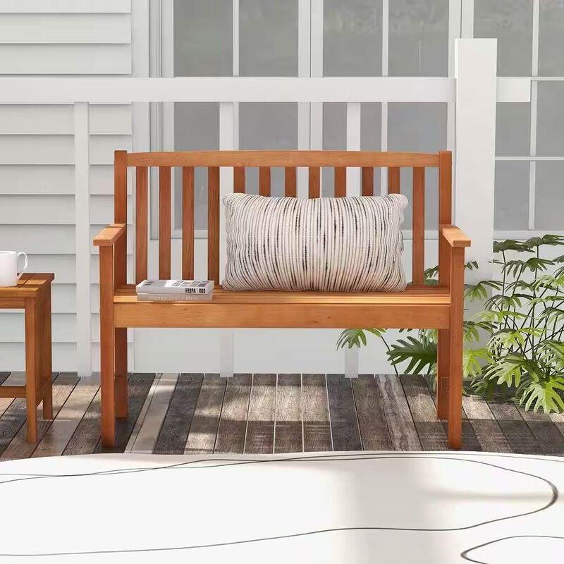 Solid Wood Outdoor Patio Garden Bench with 800 lbs Weight Capacity