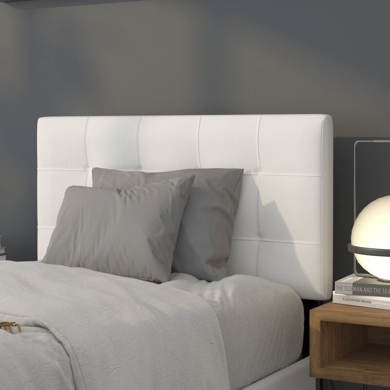 Flash Furniture Tufted Upholstered Twin Size Headboard in White Fabric image number 4