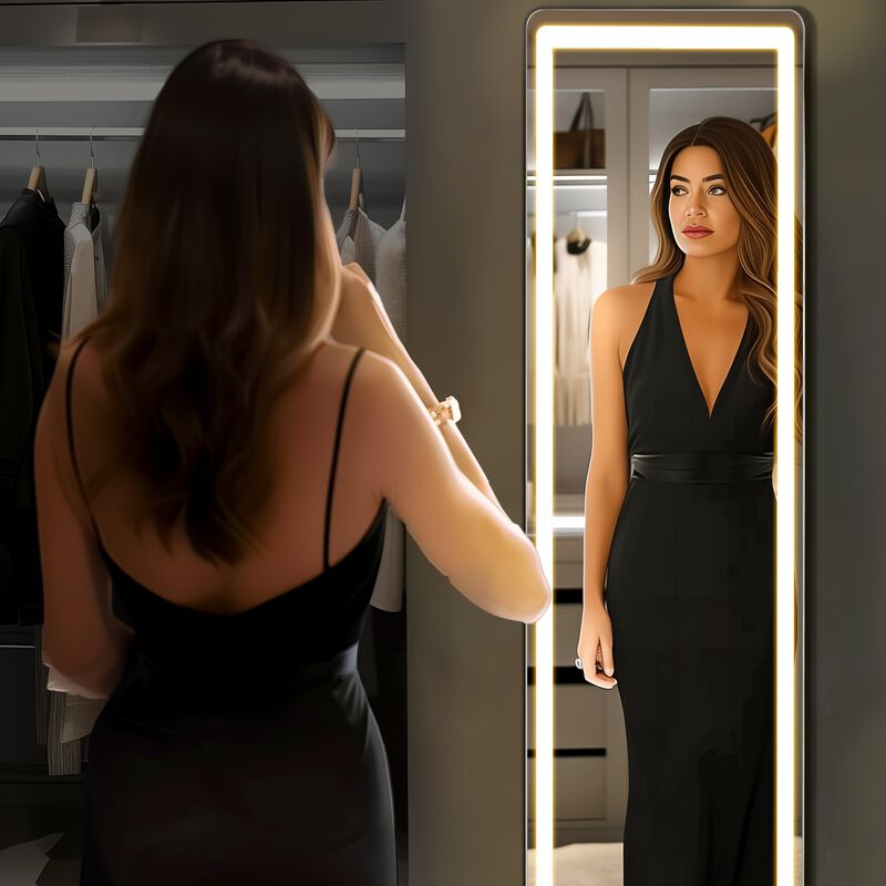 Full Length LED Mirror 60"x16", 3 Color Lighting Dressing Mirror with Touch Control, White