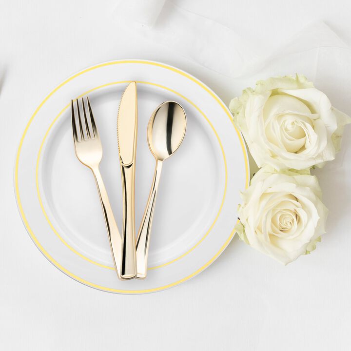 Gold Plastic Cutlery and Cup Set (120 Sets)