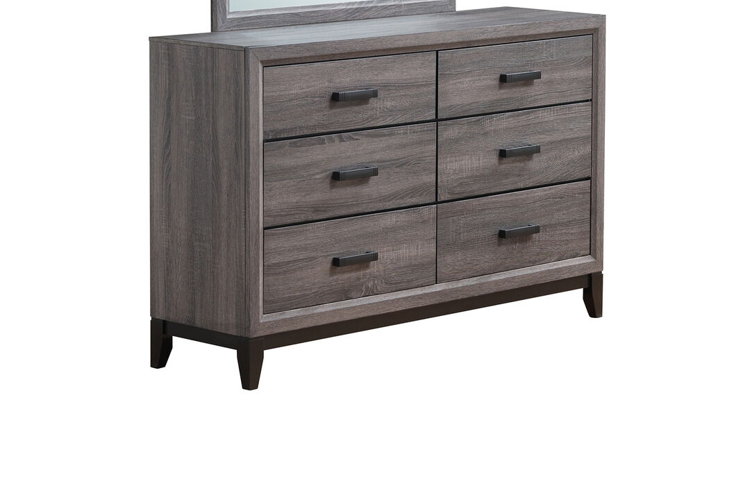 Six Drawer Solid Wood Double Dresser Chest with Spacious Drawers