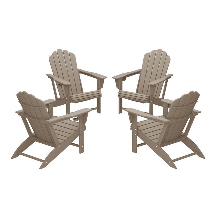 WestinTrends Outdoor Patio HDPE Adirondack Chairs With Cup Holders (Set of 4)