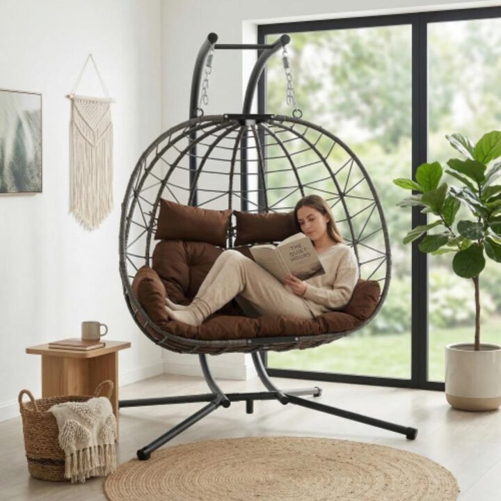 Hivvago Two-Seater Egg Swing Chair with Frame