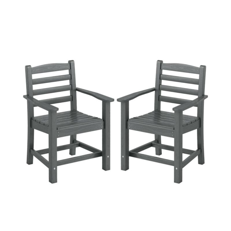 Hivvago HDPE All Weather Patio Dining Chairs Set of 2 with Wide Armrests