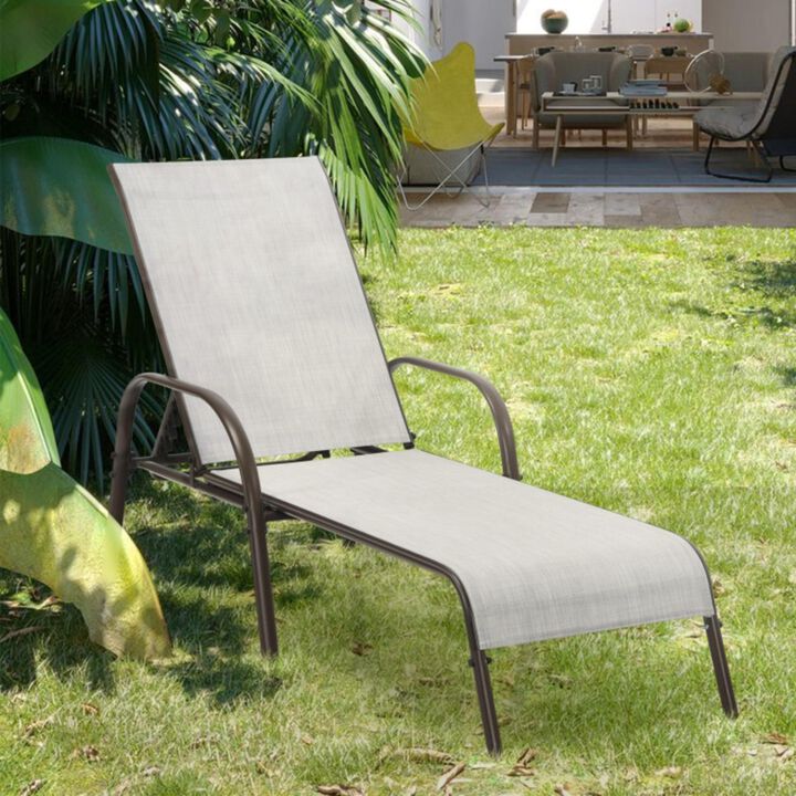 Hivvago Adjustable Patio Chaise Folding Lounge Chair with Backrest