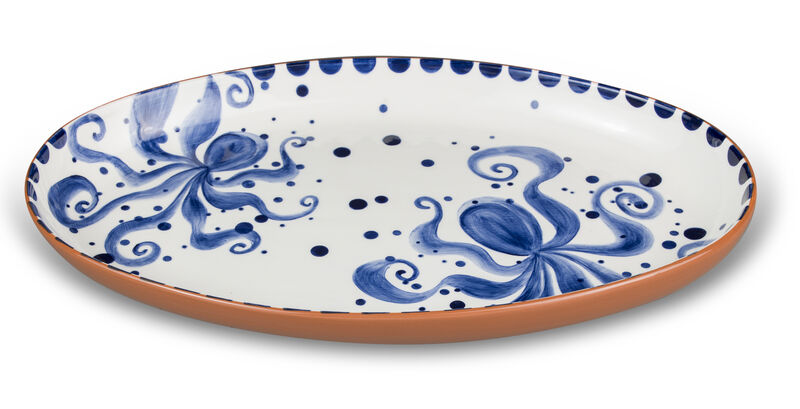 Euro Ceramica Costa Azul Hand Painted Octopus Extra Large 19-Inch Oval Serving Platter image number 1