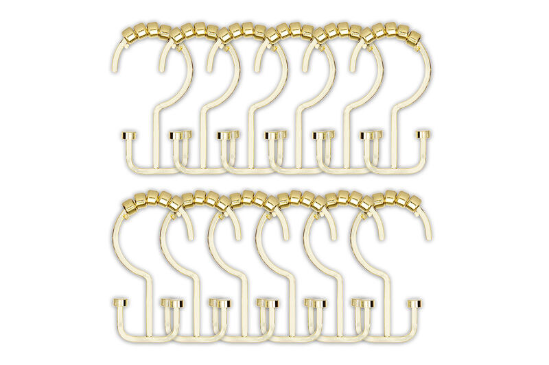 Utopia Alley Rust-Resistant Metal Double Shower Curtain Hooks, Shower Hooks Hangers for Bathroom, Kitchen Utensils, Curtains, Clothing, Towels etc - Set of 12 image number 4
