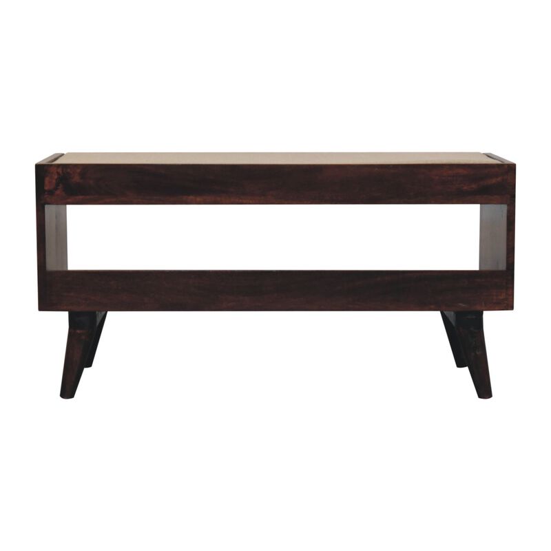 Artisan Furniture Solid Wood California Walnut bench with mud linen seat pad
