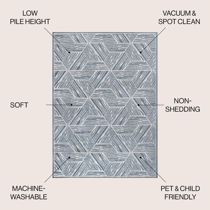 Vector Modern Coastal Geometric Machine-Washable Area Rug