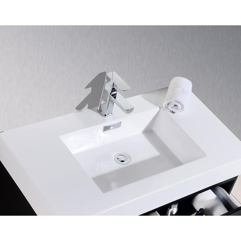 Kubebath Bliss 40 Black Wall Mount Modern Bathroom Vanity