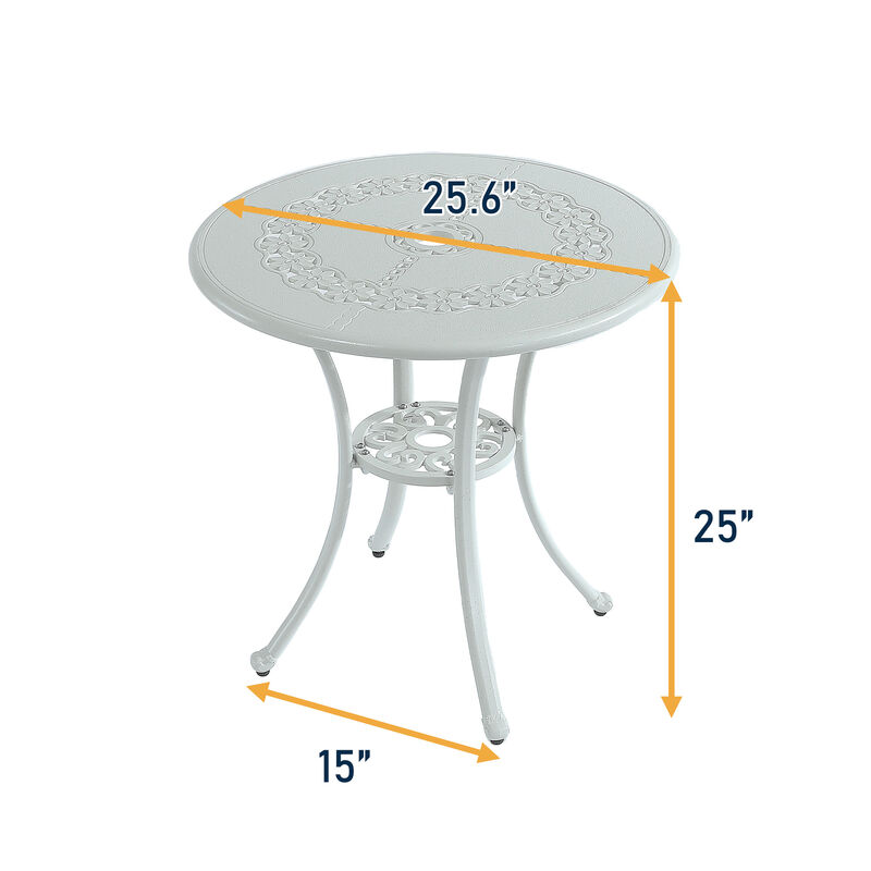 Mondawe Premium Cast Aluminum Round Outdoor Table with Umbrella Hole – Weather-Resistant and Sturdy