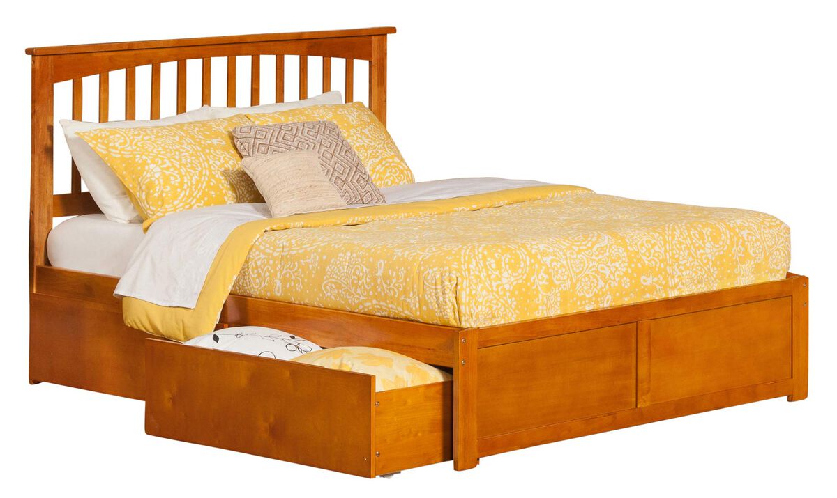 Atlantic FurnitureAFI Atlantic Furniture AR8752117 Mission Platform Bed with 2 Urban Bed Drawers, King, Caramel