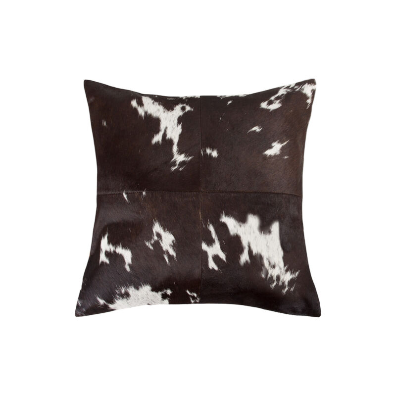 HomeRoots Set of Two 18" Chocolate and White Cowhide Cowhide Throw Pillows image number 3