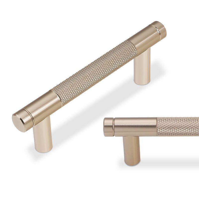 BUKOBYHE 20 Pack 3 Inch Champagne Bronze Kitchen Cabinet Handles Knurled Cabinet Pulls Drawer Pulls Cabinet Hardware