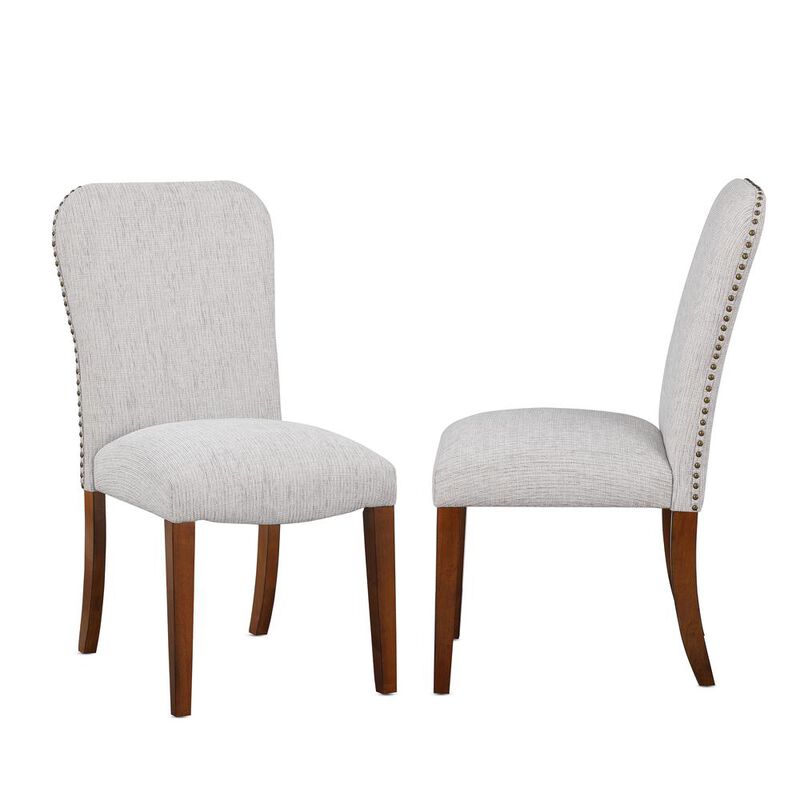 Comfort Pointe Salina Sea Oat Dining Chair in Performance Fabric with Nail Heads - set of 2