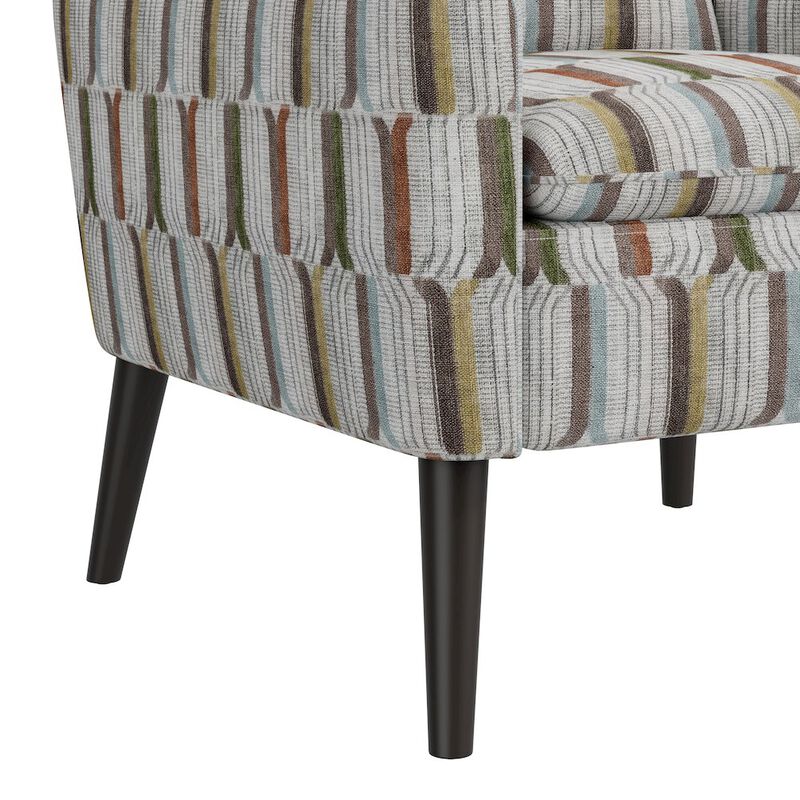 HL Home Furnishings Mid-Century Modern Armchair in Brown, Green and Blue Stripe