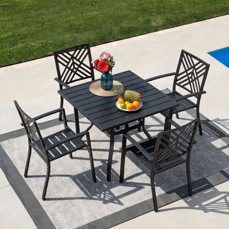 Sour Citrus 5-Piece Patio Dining Set, Stackable Chairs and Table Set for Garden, Backyard, Poolside image number 6