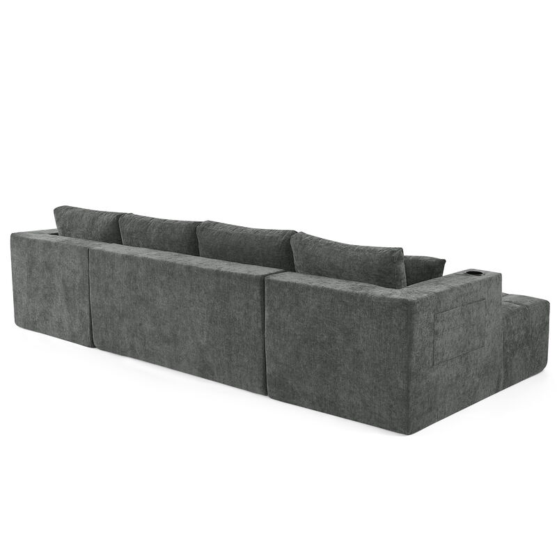 Feslud U-Shaped Chenille Sectional Sofa image number 8