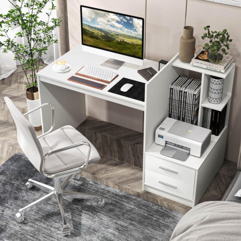 Hivvago Computer Desk Home Office with Bookshelf and Drawers