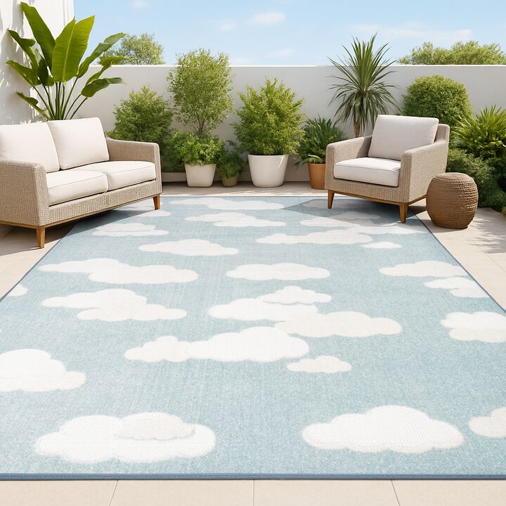 Hedwig High-Low Youth Cloud Scandi Indoor/Outdoor Area Rug