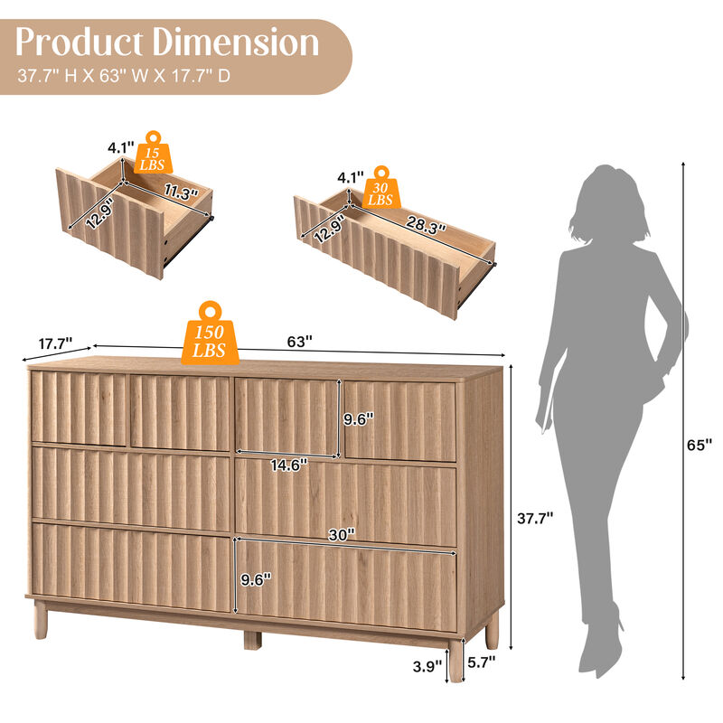 Fipet Mid Century Fluted Dresser image number 7