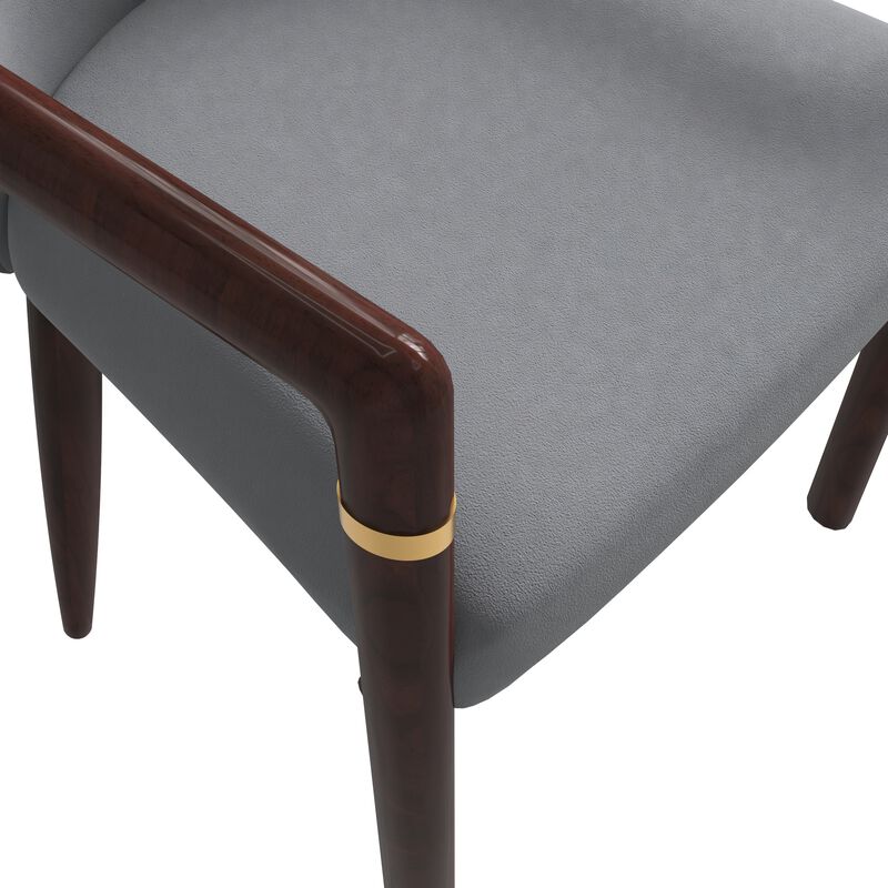 LeisureMod Dining Chair Velvet Fabric Kitchen Chair Ergonomic Armchair with Rubberwood Base and Gold Accents Padded Seat and Back for Modern Home and Office Opaline Series