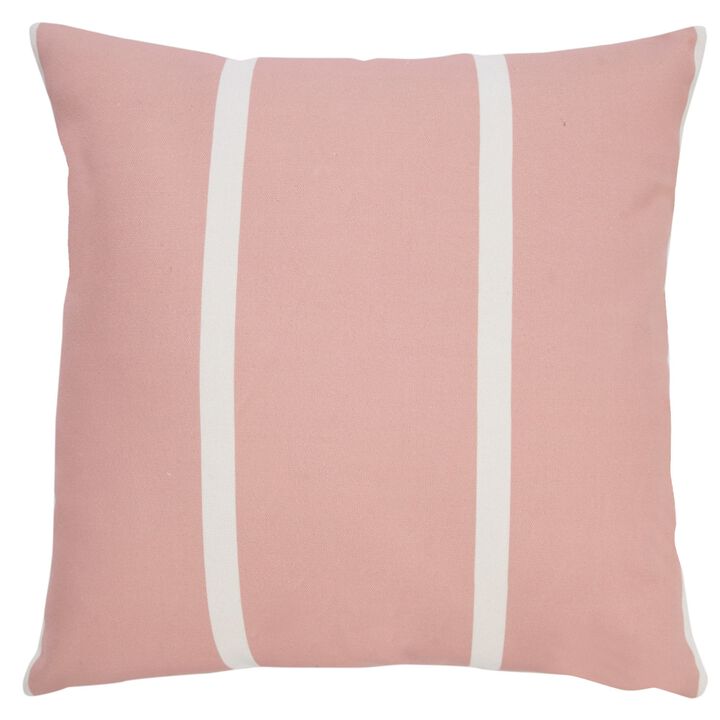 20" Pink and White Striped Square Outdoor Patio Throw Pillow