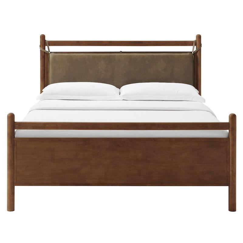 Leni Queen Size Vegan Leather and Wood Platform Bed Frame image number 4