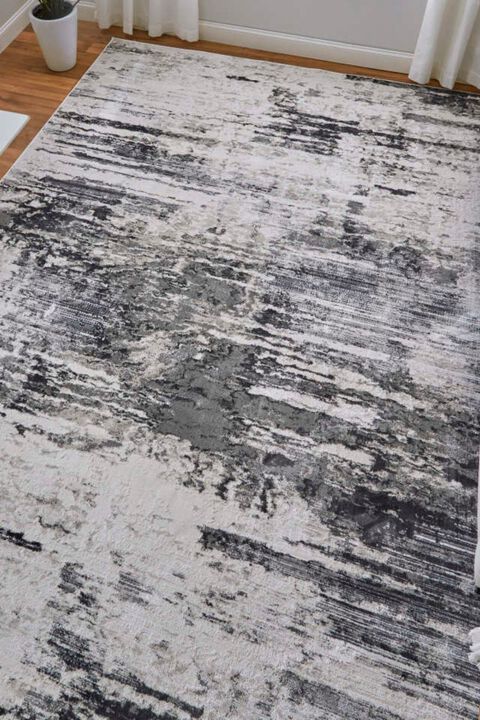 Prasad 39N9F Ivory/Charcoal 1'8" x 2'10" Rug