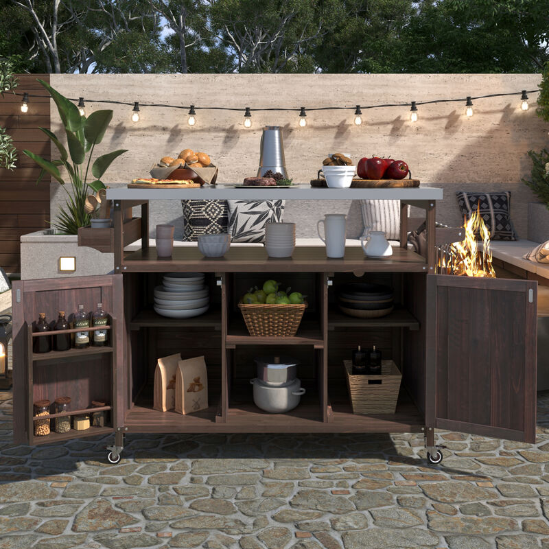 ELEMENT ACE Premium Outdoor Kitchen Island with Stainless Steel Top and Ample Storage image number 3