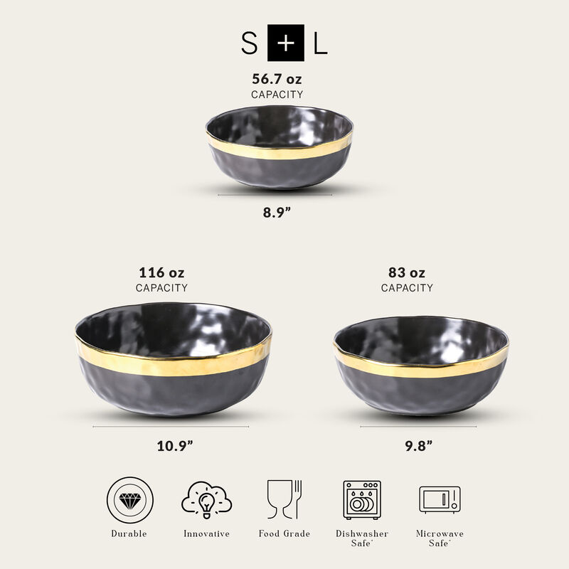 Stone Lain Florian Porcelain Serving Bowl Set 3 Piece