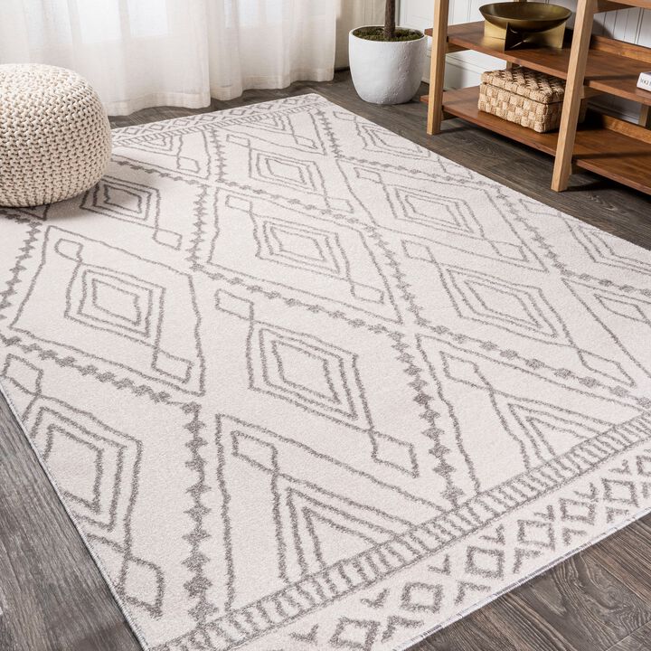 Rih Moroccan Style Diamond Ivory/Gray 3 ft. x 5 ft. Area Rug