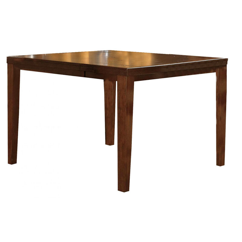 Square Wooden Counter Height Table with Butterfly Extendable Leaf, Brown-Benzara image number 1