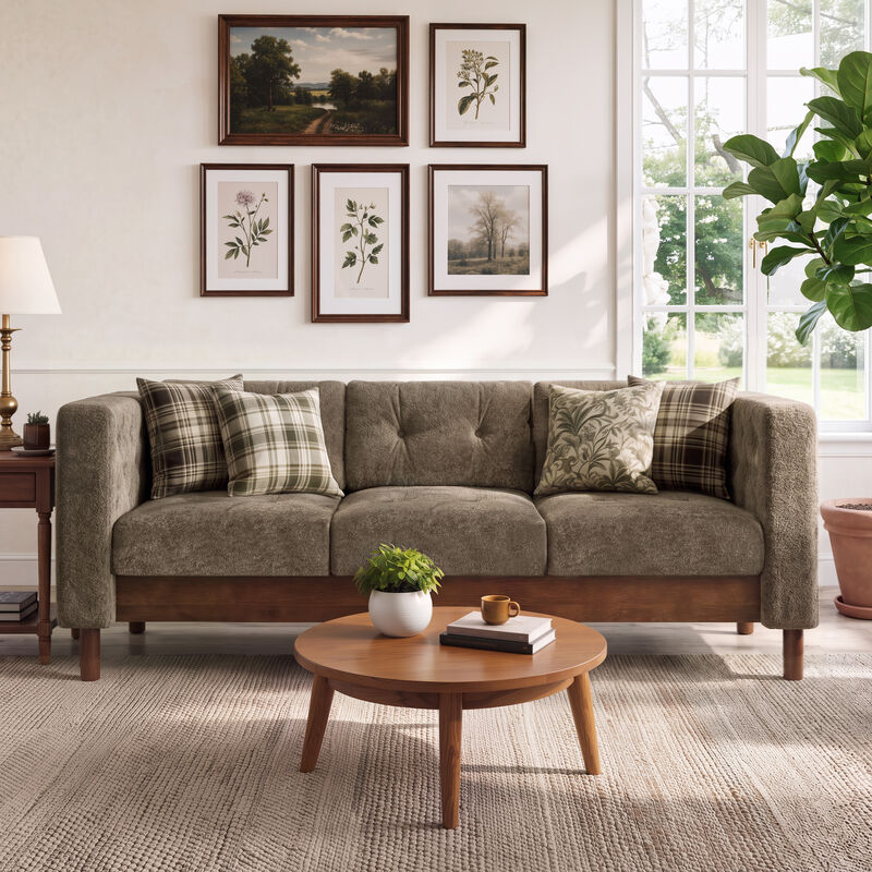 Jubpaf 78" Modern 3 Seater Sofa Chenille image number 1