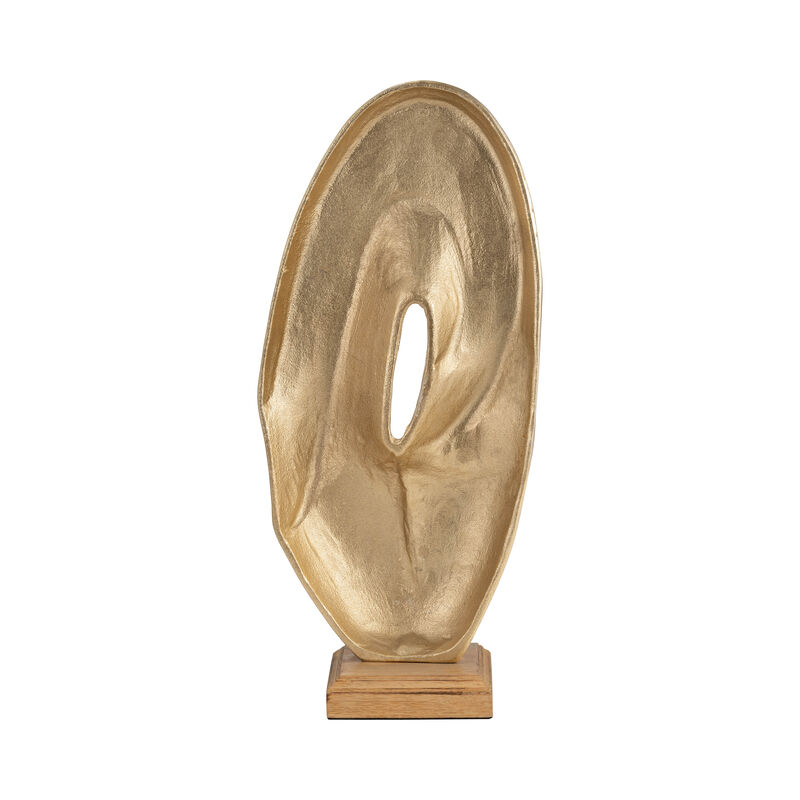 Metal, 17" Oval Table Top Deco, Gold image number 3