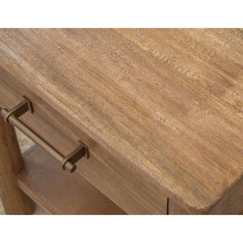 Olum 26 Inch Chairside Table, Drawer, Lower Shelf, Square Top, Wood, Brown